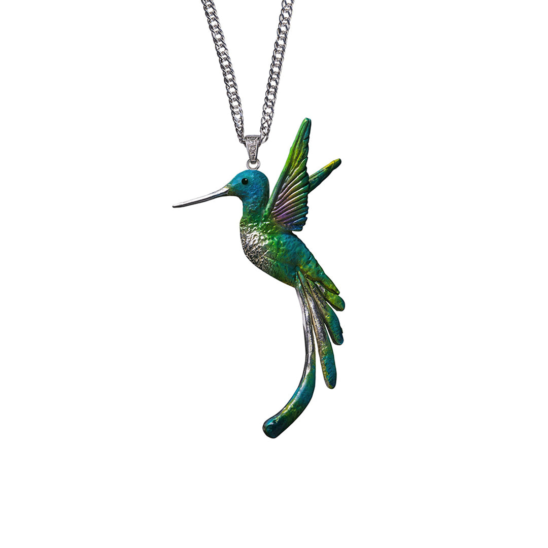 Collar colibri amor, cadena en plata, joyas elaboradas con plata ecologica eden joyas
