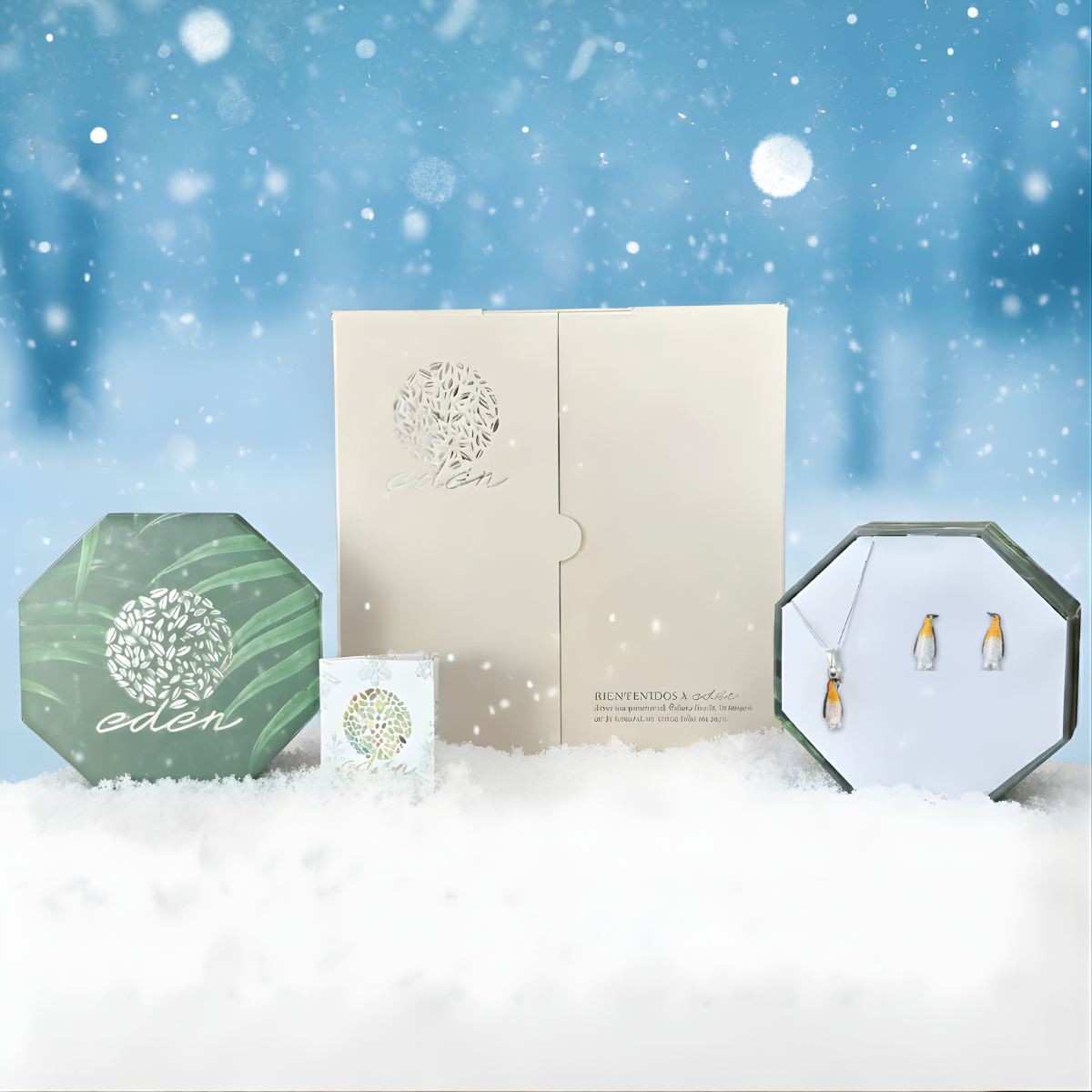 Collar y Aretes pingüino