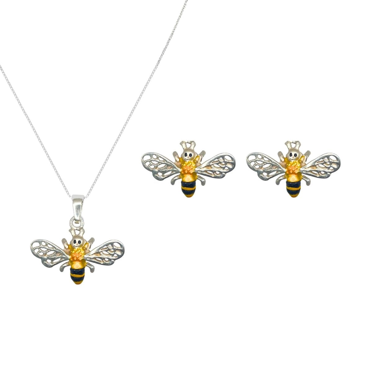 Collar y Aretes Abeja