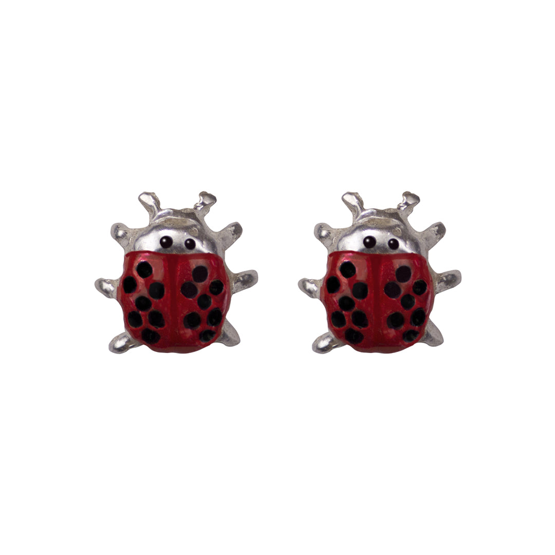 Aretes mariquita, joyeria en plata, pendientes elaborados con plata ecologica eden joyas