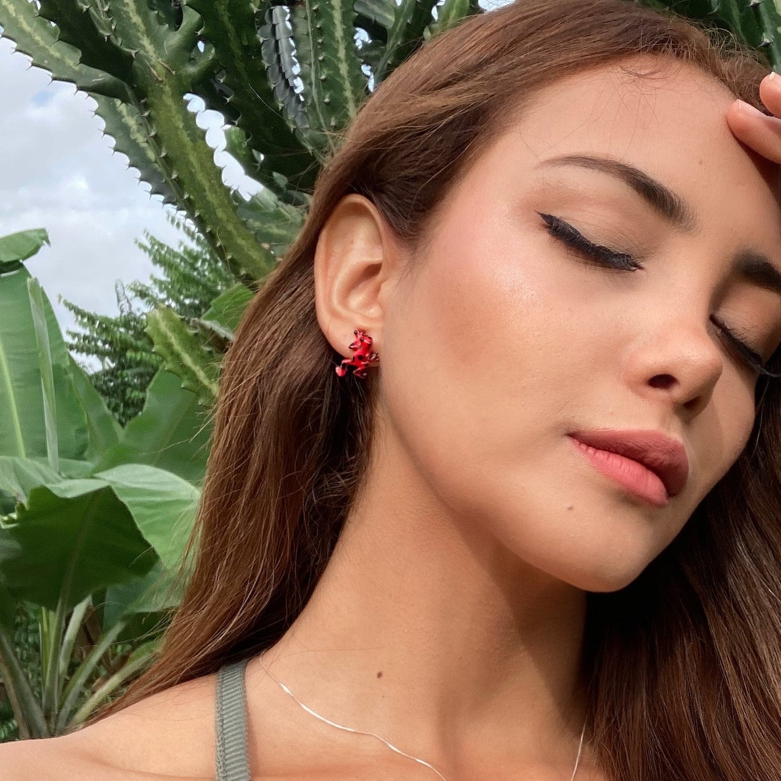 Aretes rana roja, joyeria en plata, pendientes elaborados con plata ecologica eden joyas