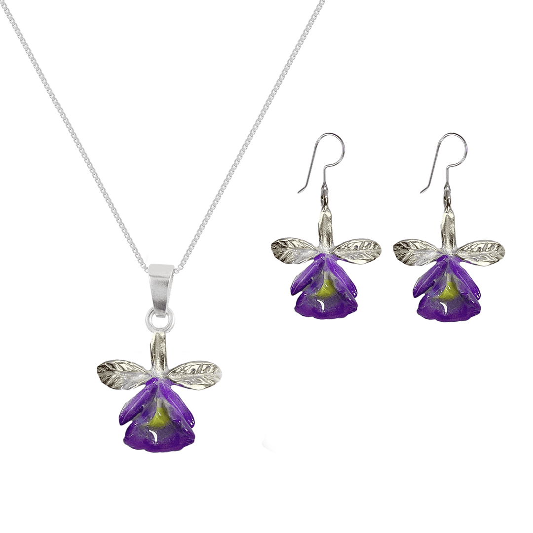 Collar y Aretes Orquidea