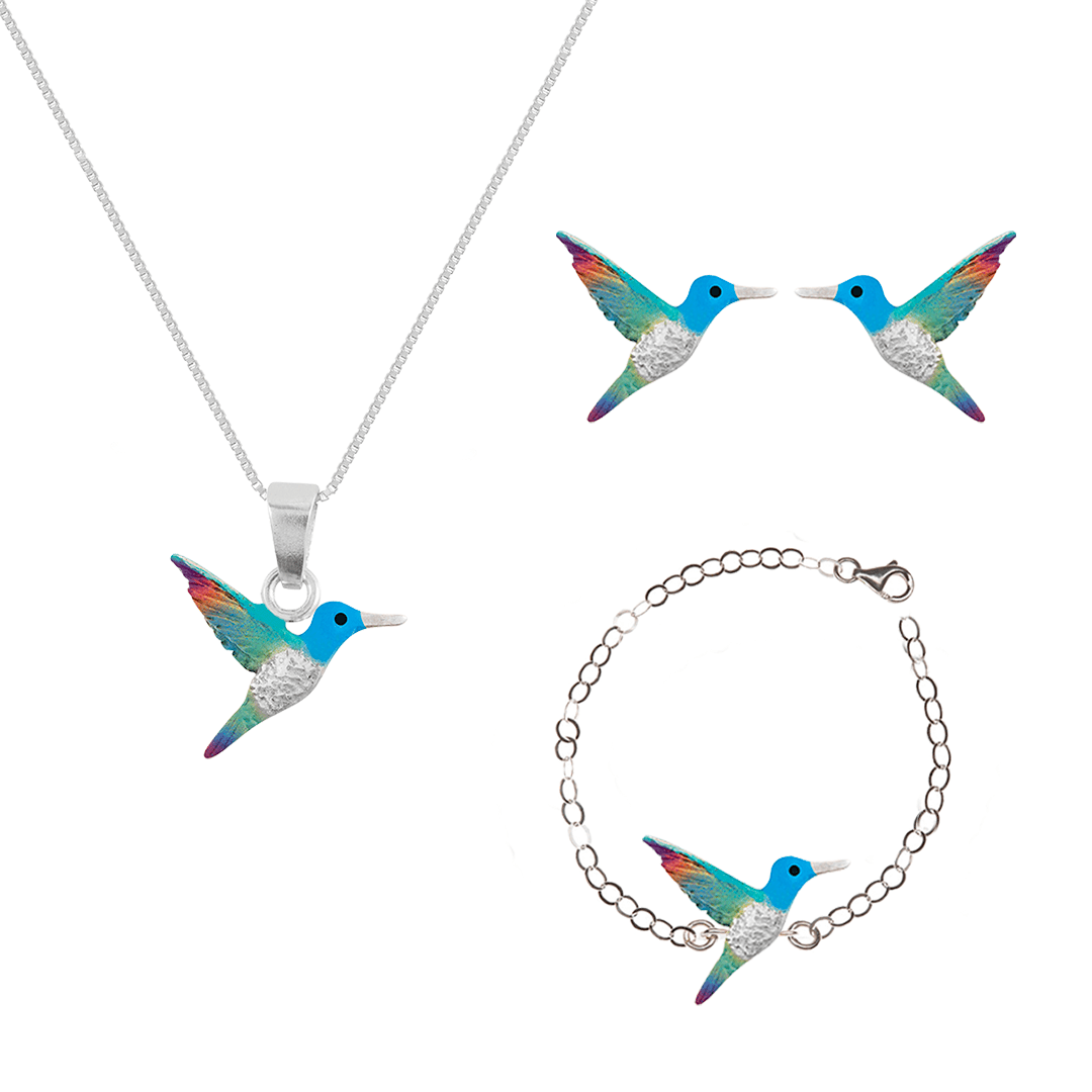 Set juego colibri violeta