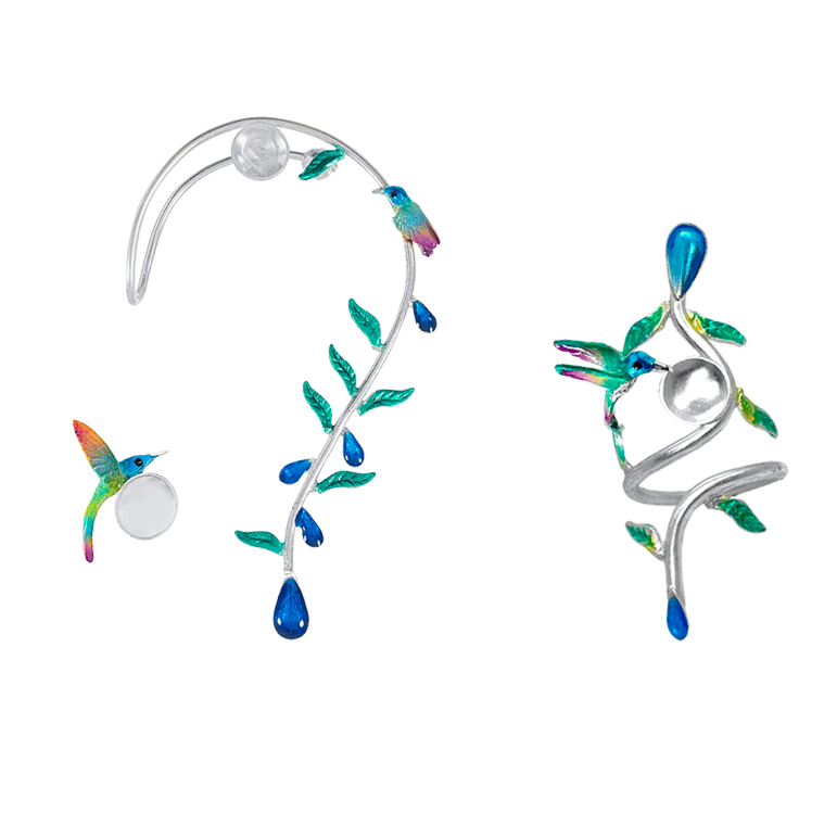 Set Ear cuff y Anillo Colibrí Amor Eterno