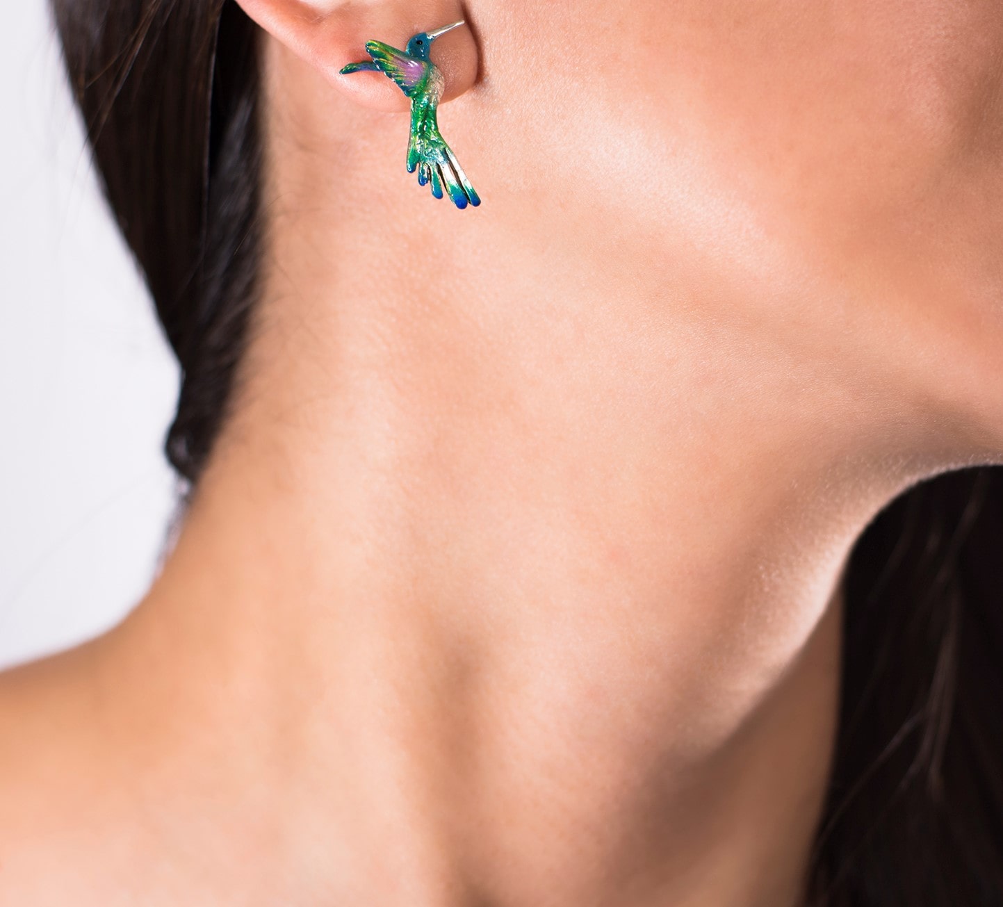Aretes colibri amor, cadena en plata, joyas elaboradas con plata ecologica eden joyas