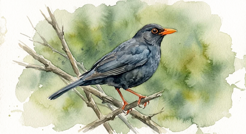 Acuarela Mirla patinaranja