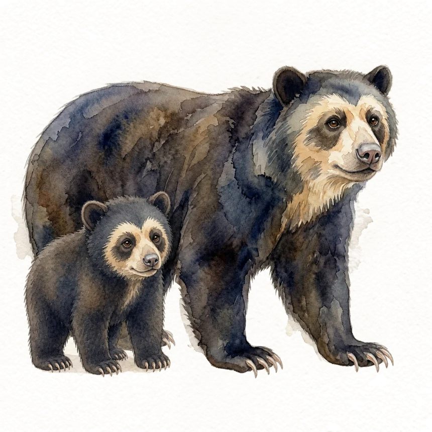 Acuarela Oso de anteojos