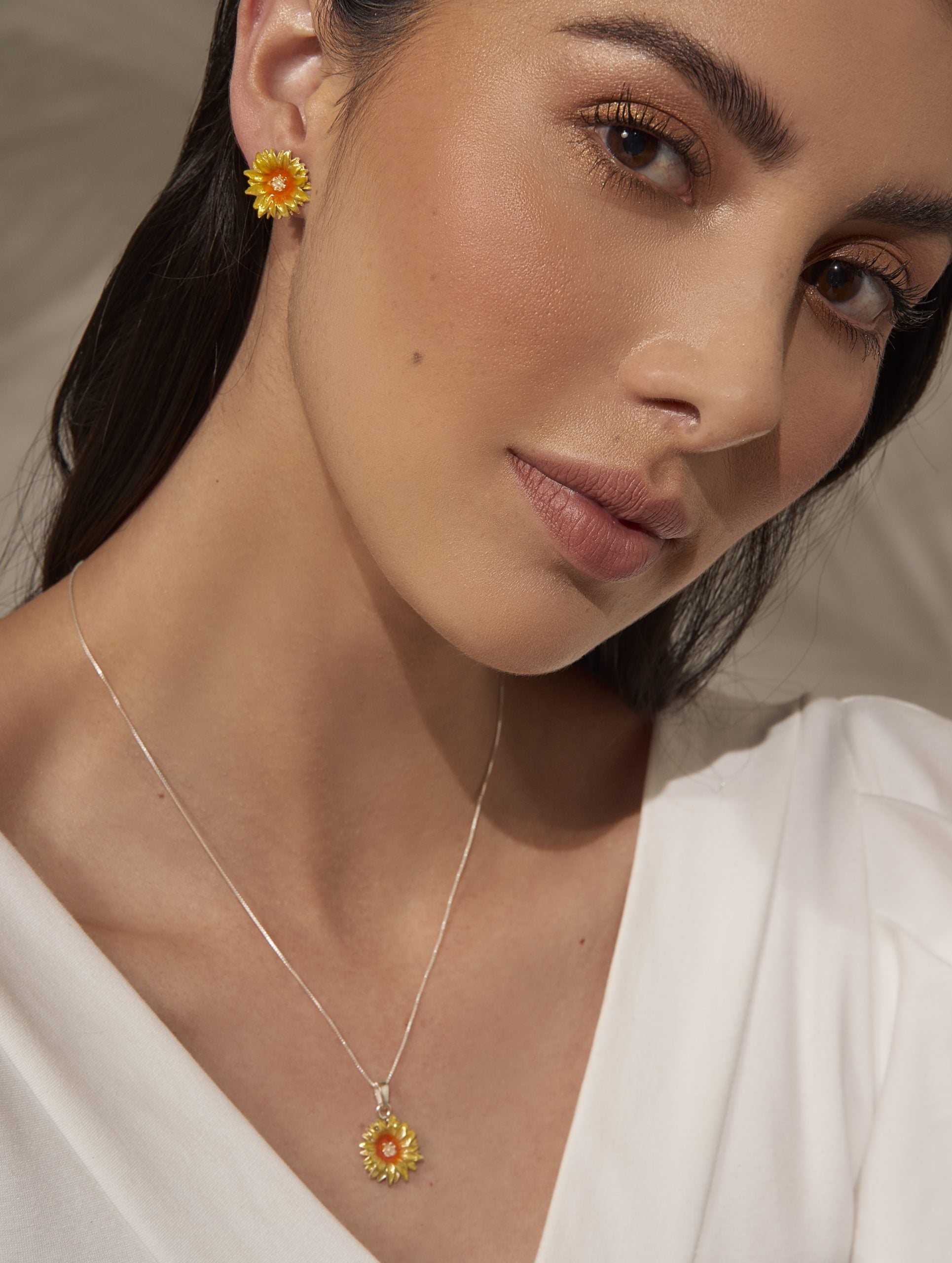 Collar y Aretes Girasol