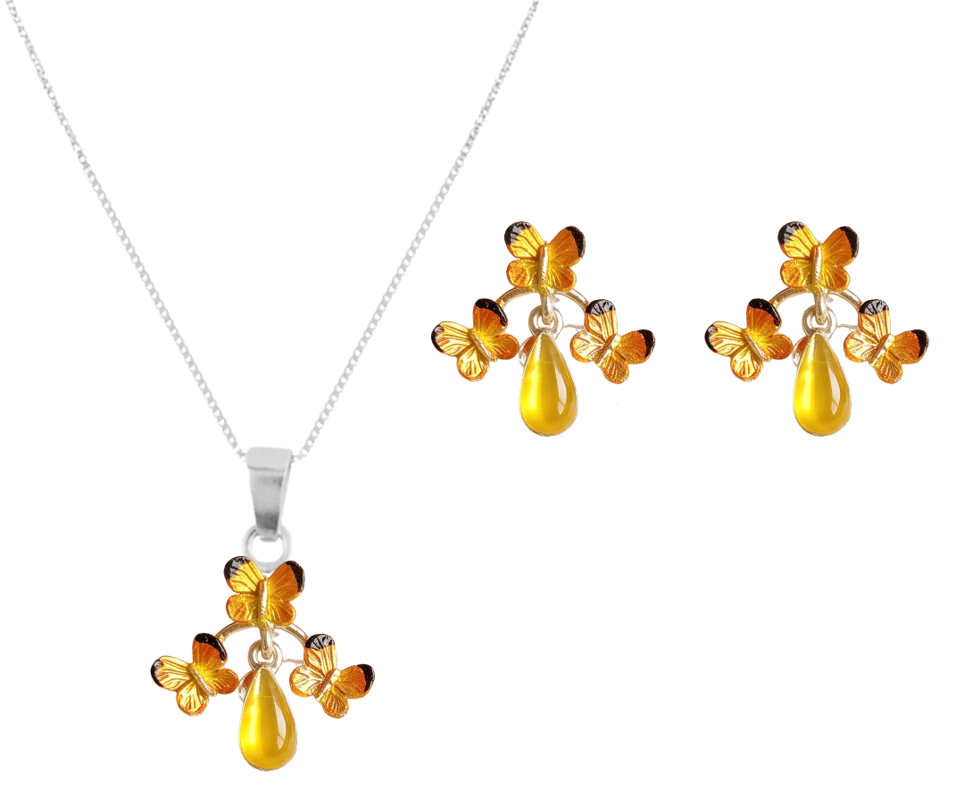 Aretes y Collar Mariposa Monarca