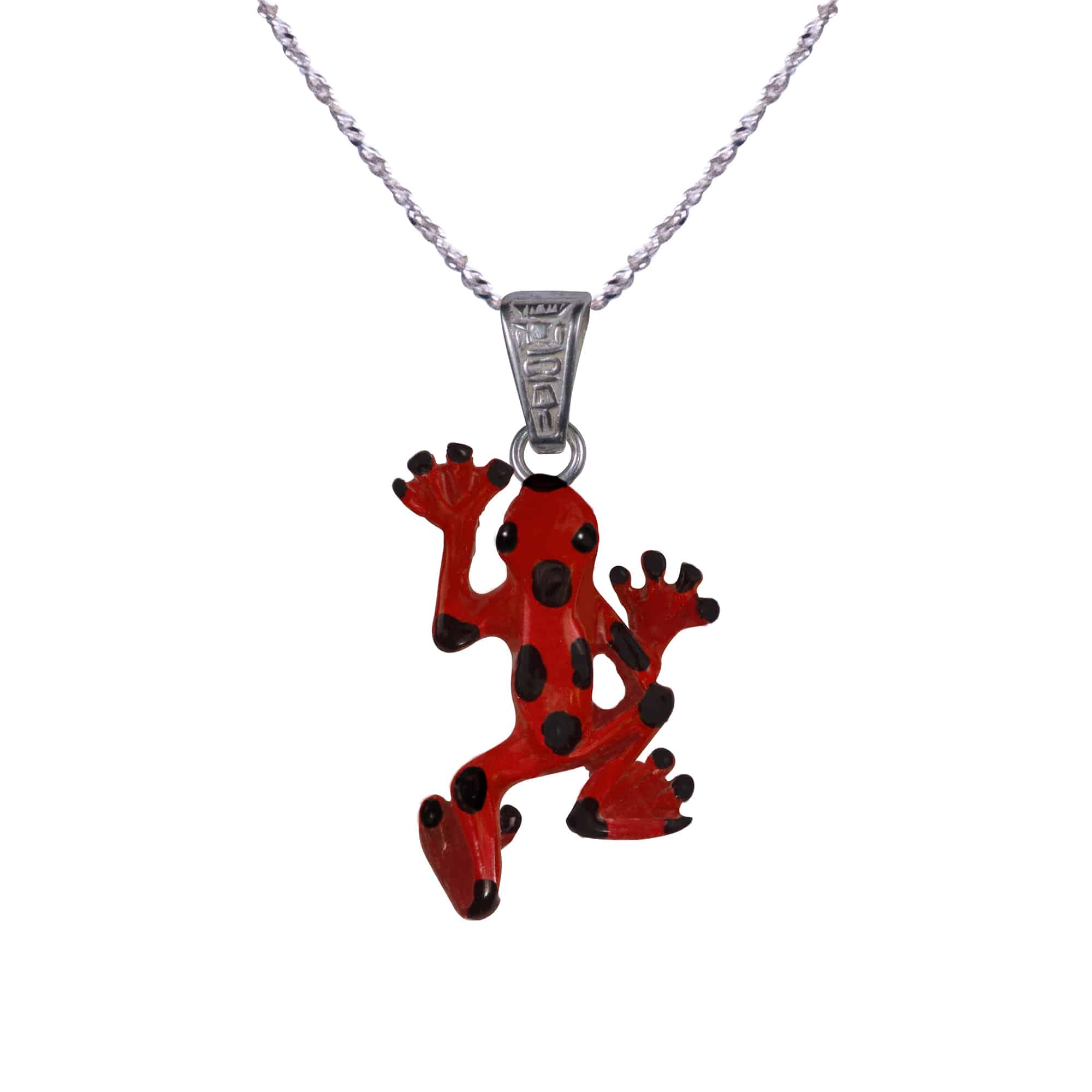 Collar rana roja, cadena en plata, joyas elaboradas con plata ecologica eden joyas