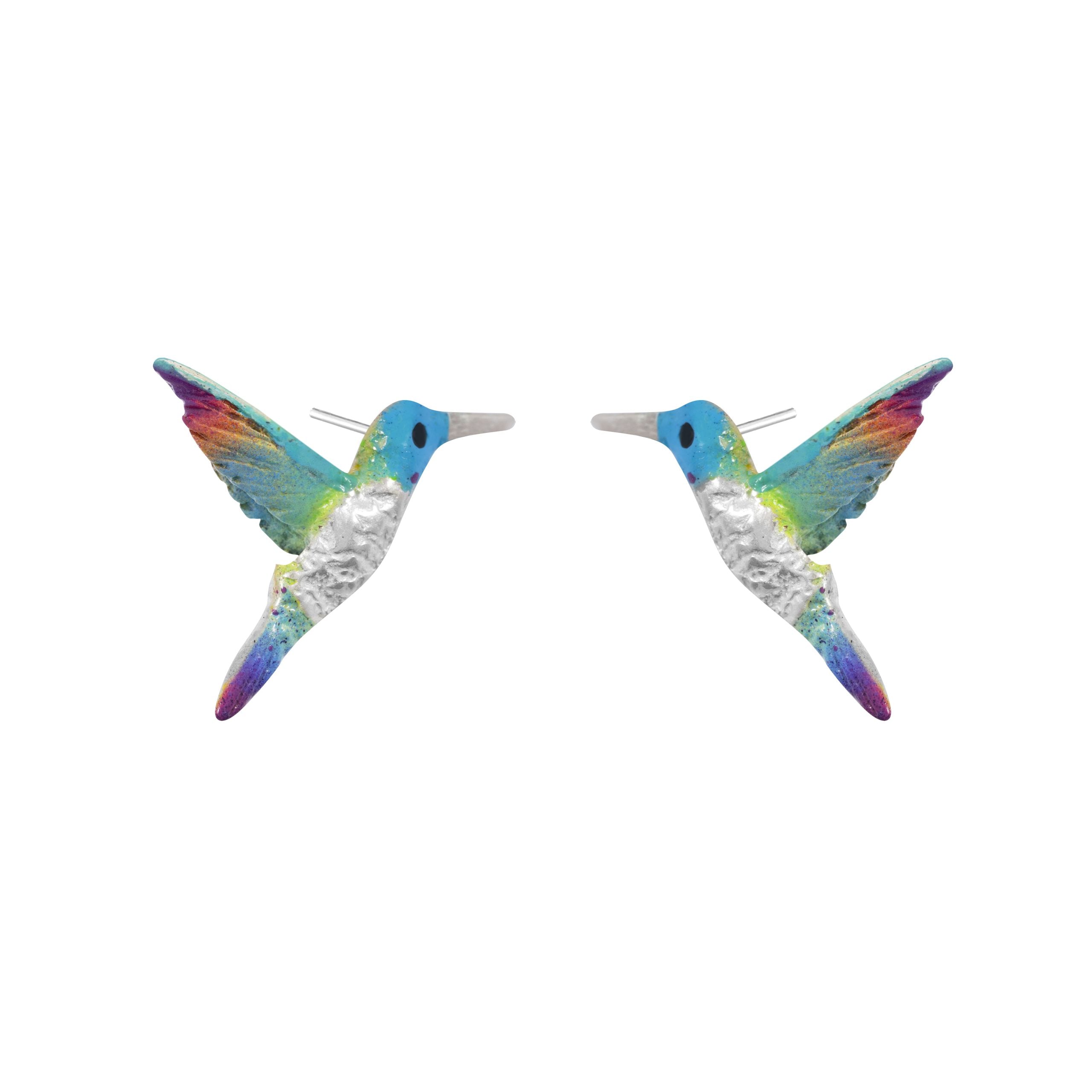 Aretes de colibri en plata ley 925