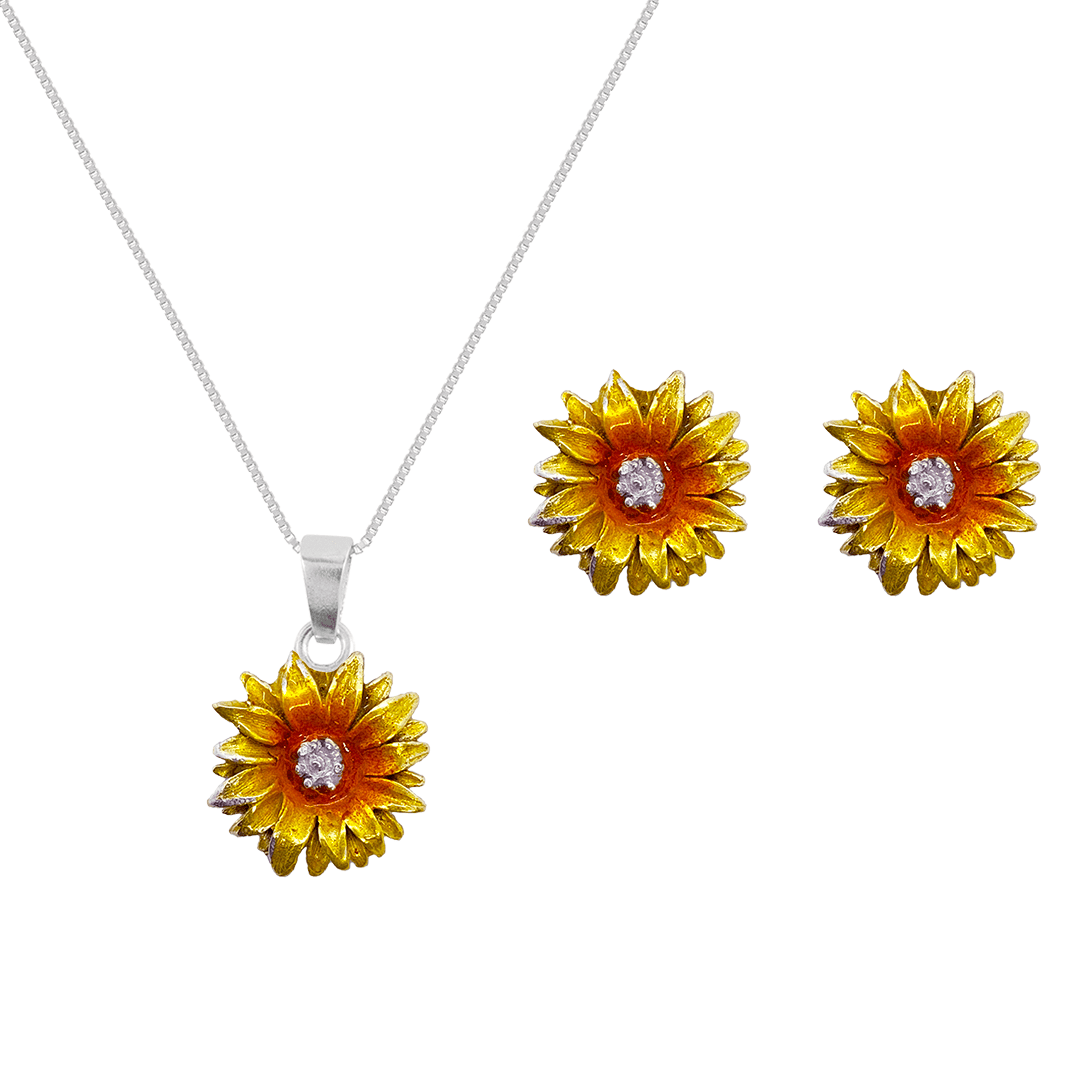 Collar y Aretes Girasol