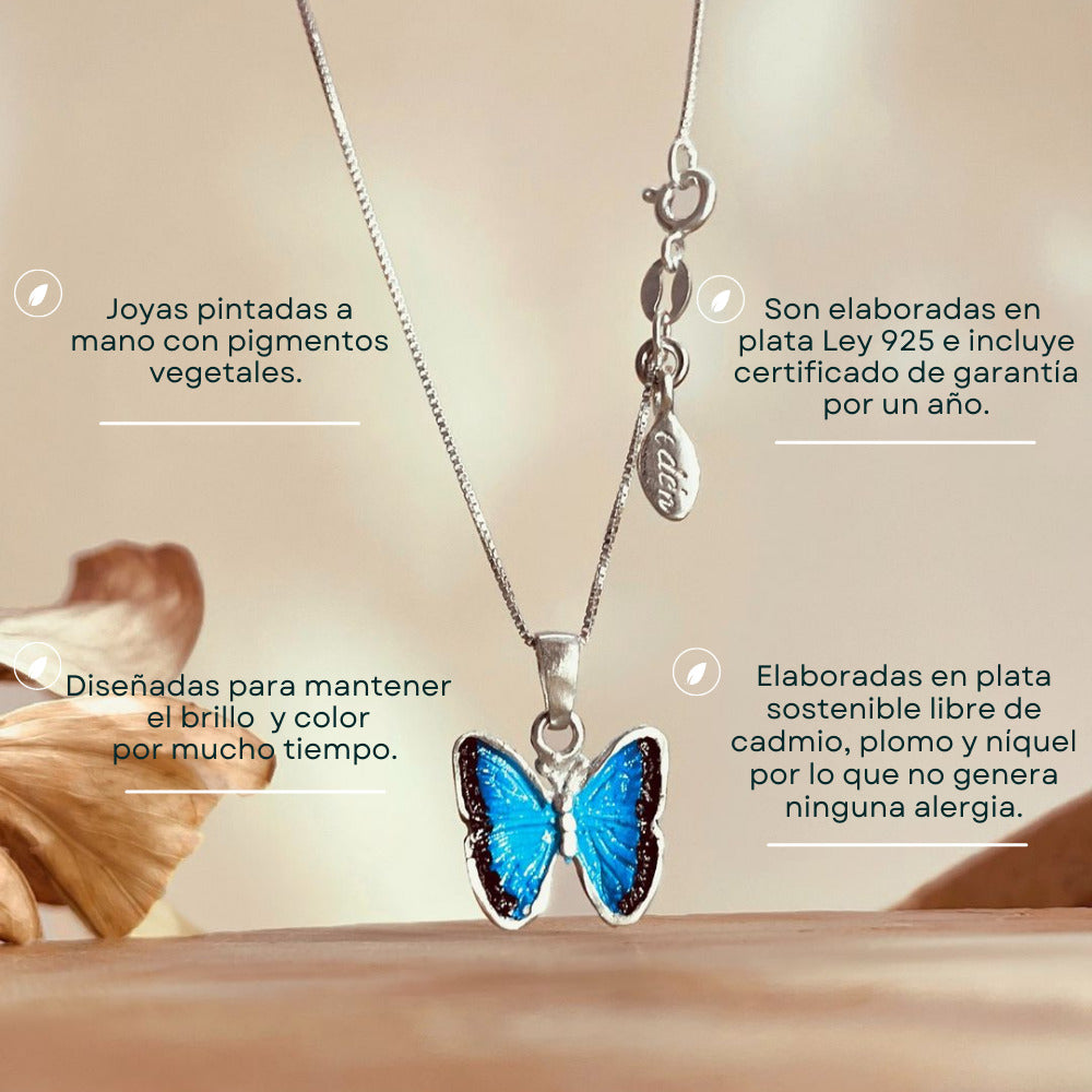 Aretes y Collar Mariposa Azul