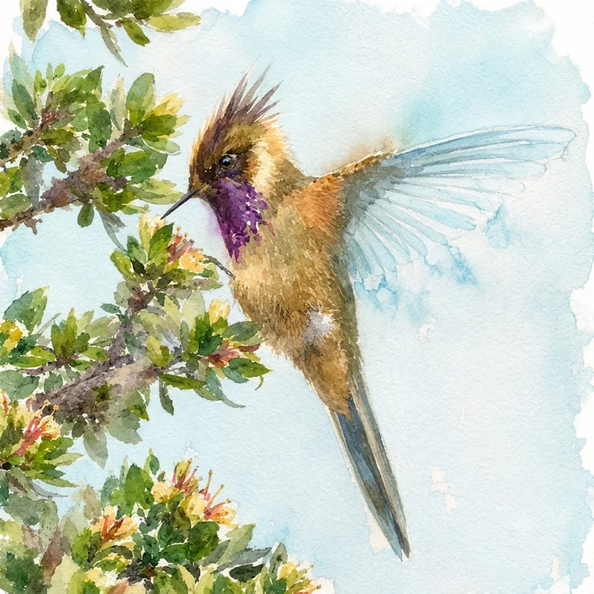 Acuarela Colibrí chivito